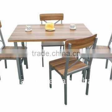 Steel and MDF with walnut PVC dining table set