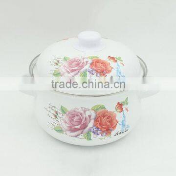 China Manufacturers Fruit Decal Printing Carbon Steel Cookware Enamel Casserole