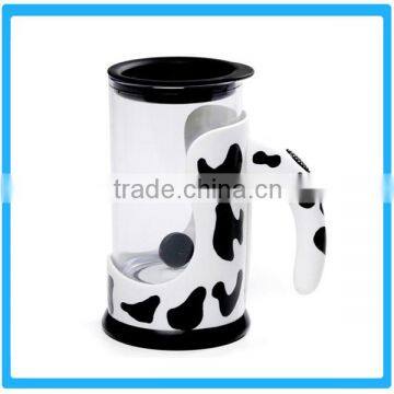 Factory Price Electric Milk Protein Shaker Mug With Lid,Cow Pattern Automatic Mixing Coffee Cup