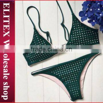 2017 Newest Holes Green Sexy Print Swimsuit Women CK357
