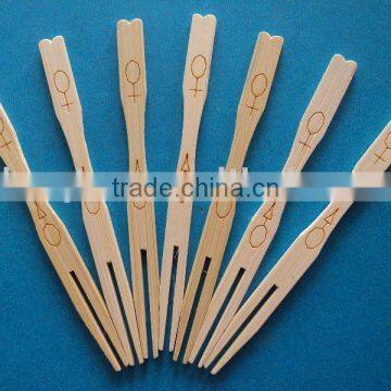 disposable natural Bamboo fruit fork with printed TM