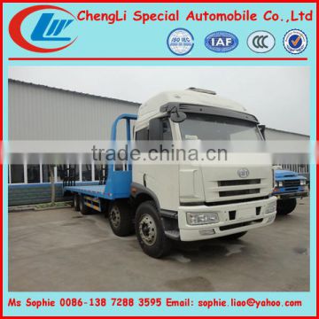 FAW long flat bed truck,heavy machinery trucks,flatbed trucks to to carry excavator