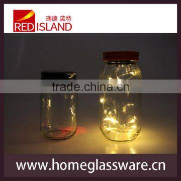 400ML luminous glass mason jar with metal lid