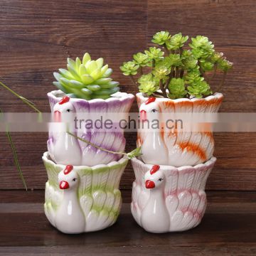 New design peacock shape ceramic decorative animal planters