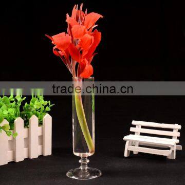 Simple Home Decor Cylinder Glass Vase With Stem for Flower Arrangement photo-2