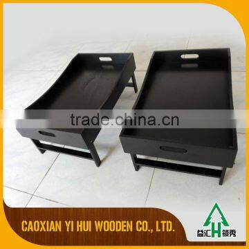 Customized Cheap China Factory Vintage Black Wooden Tray