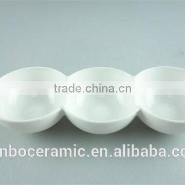 3 Divided Round Ceramic Porcelain Soap Dish Manufactures of Dishes to Restaurant photo-2