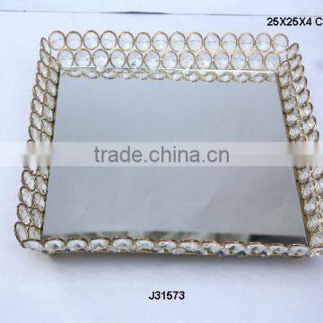 Glass Diamond tray with in nickel finish