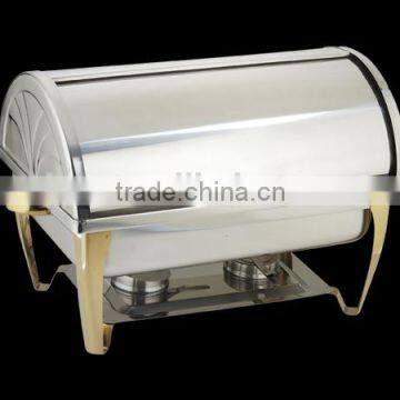 Luxury Rectangular Gold-plated Roll Top Stainless Steel Chafing Dish photo-4