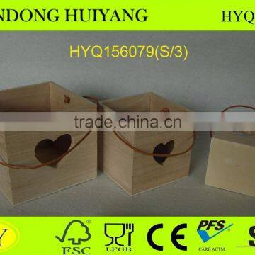 Unfinished Engraving Bucket Wood Candle Holder photo-2