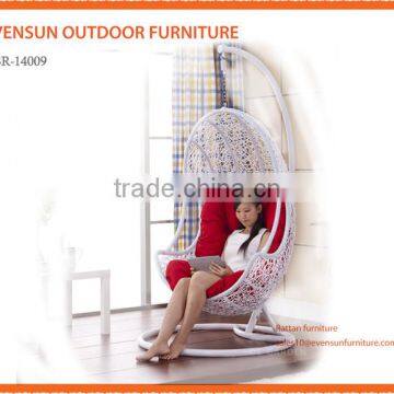 Charles Bentley Patio Outdoor Grey Rattan Hanging Swing Chair With Cushion photo-3