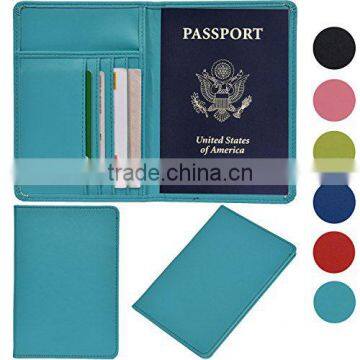 RFID Passport Holder, Cowhide Leather RFID Blocking Passport Case Cover Holder photo-4
