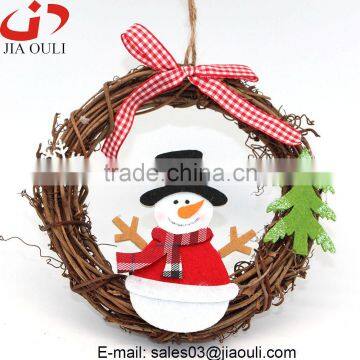 Hot Sales Cheap With Ribbon Christmas Decorations Rattan Snowman Wreath photo-2