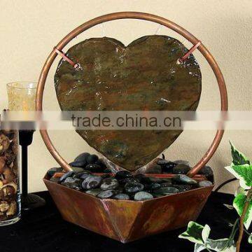 Copper and Slate Heart Tabletop Fountain