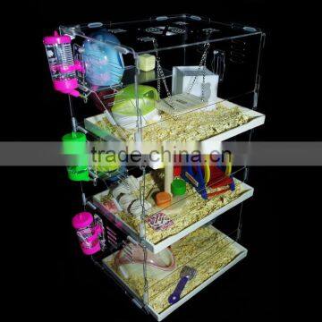 KM-VP54 Acrylic hamster cage with light,clear hamster box,customized clear acrylic pets container