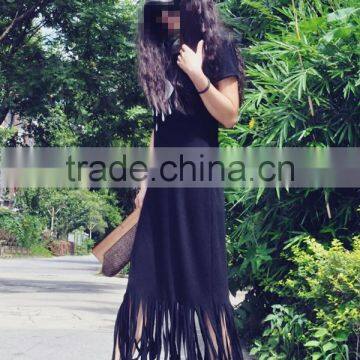 Guangzhou Wholesale Clothing OEM Big Eye Paillette Black Long Tassels Dress photo-4