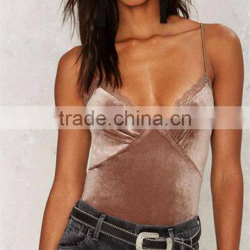 Velvet Clothing Beige Lace Trim Camisole Top for Women 2016 HST2549