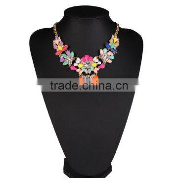 Multicolor resin gems women simple necklace ,yiwu jewelry factory