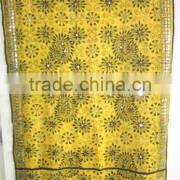 Yellow black PHULKARI GEORGETTE DUPATTA SHAWL, Hand embroidery