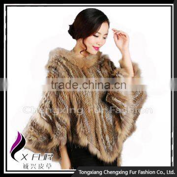 CX-B-95A Wholesale Elegance Real Rabbit Fur Poncho Shawl / Jacket / Coats photo-2