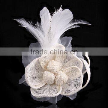 Feather Flower Fabric Hair Clip/ Brooches,Supply Multi Color Exporting Feather Fabric Flower Corsage Brooch 5 Colors Available photo-5
