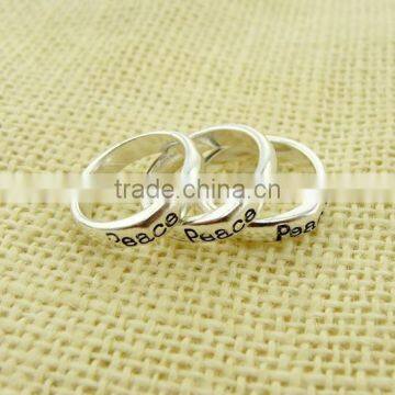 2015 hot sale silver color alloy letter rings for girls