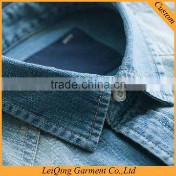 2015 Latest Popular Deep Bule Cowboy Shirts Mens Casual Shirt photo-2