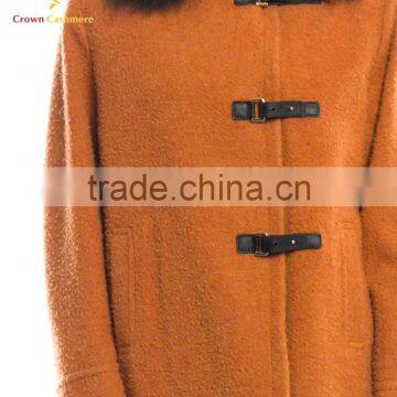 Fur Collar Ladies Plaid Winter Cashmere Wool Coat photo-4