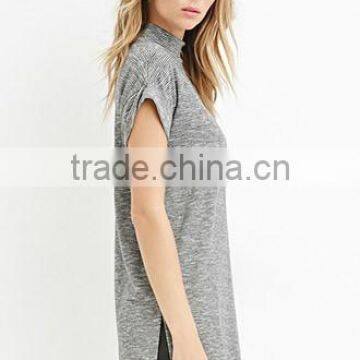 2017 Cheapsale Custom Ladies Solid Side Open Short Sleeve Casual Dress OEM Service photo-3