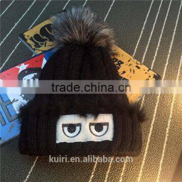 Brand Design Winter Knit Thicken Hat Monster With Faux Fur Poms With Super Quality photo-6