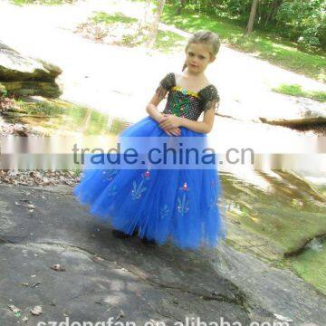 Princess Girls Blue Lace Tutu Dress Kids Long Frocks Design Dress photo-3
