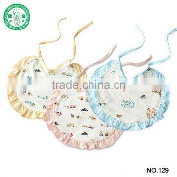 Ruffled corner 100% cotton cute baby bibs