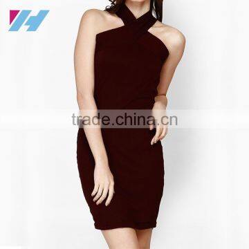 YIHAO New Fashion Short Solid Bodycon Cooktail Party Dress Red Sexy Ladies Bandage Dress