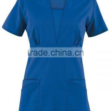 New Inset V-Neck Four Pocket Scrub Top With Back Elastic photo-3
