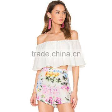 Custom Print Shorts and off the Shoulder Blouse Factory Connection Clothing