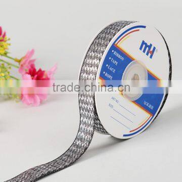 5/8 Inch Satin Ribbon Silver Chevron Design Satin Ribbon photo-3
