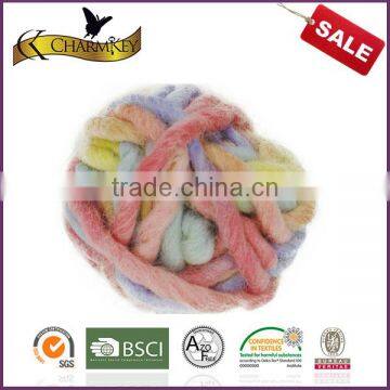 Charmkey Mixed Color Dyed Hand Knitting Yarn Thick Yarn 100% Wool Roving Yarn photo-3