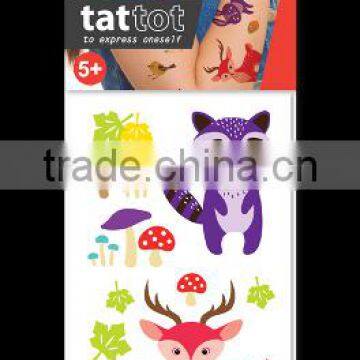 mini Kid Color Temporary Tattoo Woodland Animal fashion tattoos