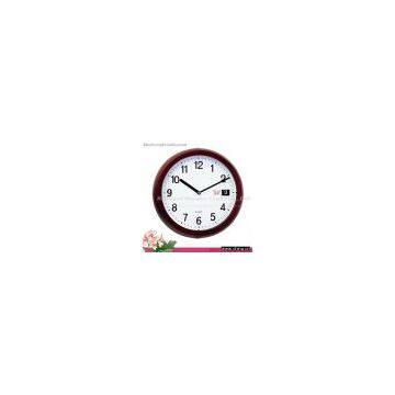 Round wooden wall clock with Calendar function