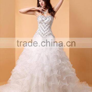 A-line Wedding Dress Floral Lace Court Train Sweetheart bridal gown P048