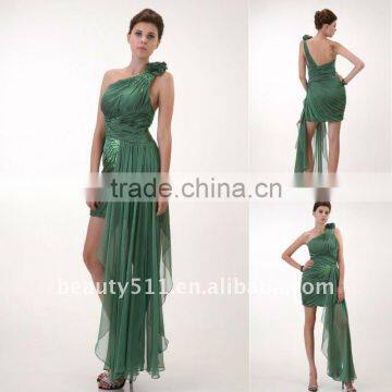 Cocktail Party Homecoming Prom Dress One shoulder Chiffon Green Sexy Pleats Party Dress AS078