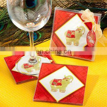 Elephant design photo drink coasters sets wedding favors gifts