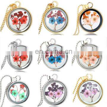 Mother's Day Dried Flowers Glass Essential Oil Diffuser Necklace photo-3