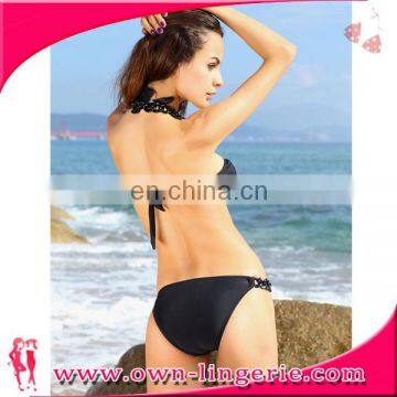 Women Sexy iron chain black Bikini Beach Swimwear