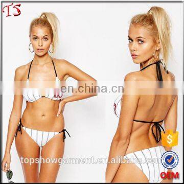 China oem custom made gilr sexy triangle striped bikini sets