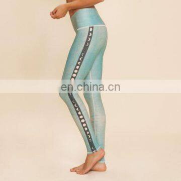 water green blue moon side line sublimation blank printed leggings