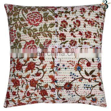 Home Decor Sofa Pillow Case Kantha Cushion Indian Cushion Cover Handmade Embroided/Floral