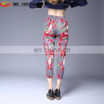 China Cheap Newest Design Colors Sublimation Flower Pattern Printed Pants for Women photo-2