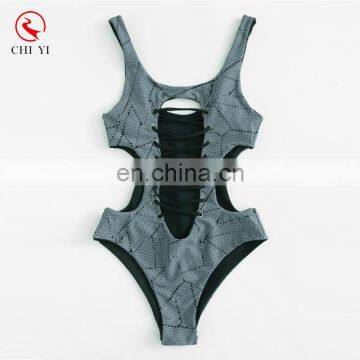 Criss Cross Cut Out Monokini Swimsuit