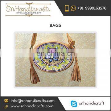 Hand Embroidered Fashionable Round Bag for College Girls